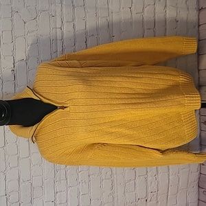 Men's Vintage Neiman Marcus XL Sweater 1/4 Zip Cotton Knit Collared Gold Yellow